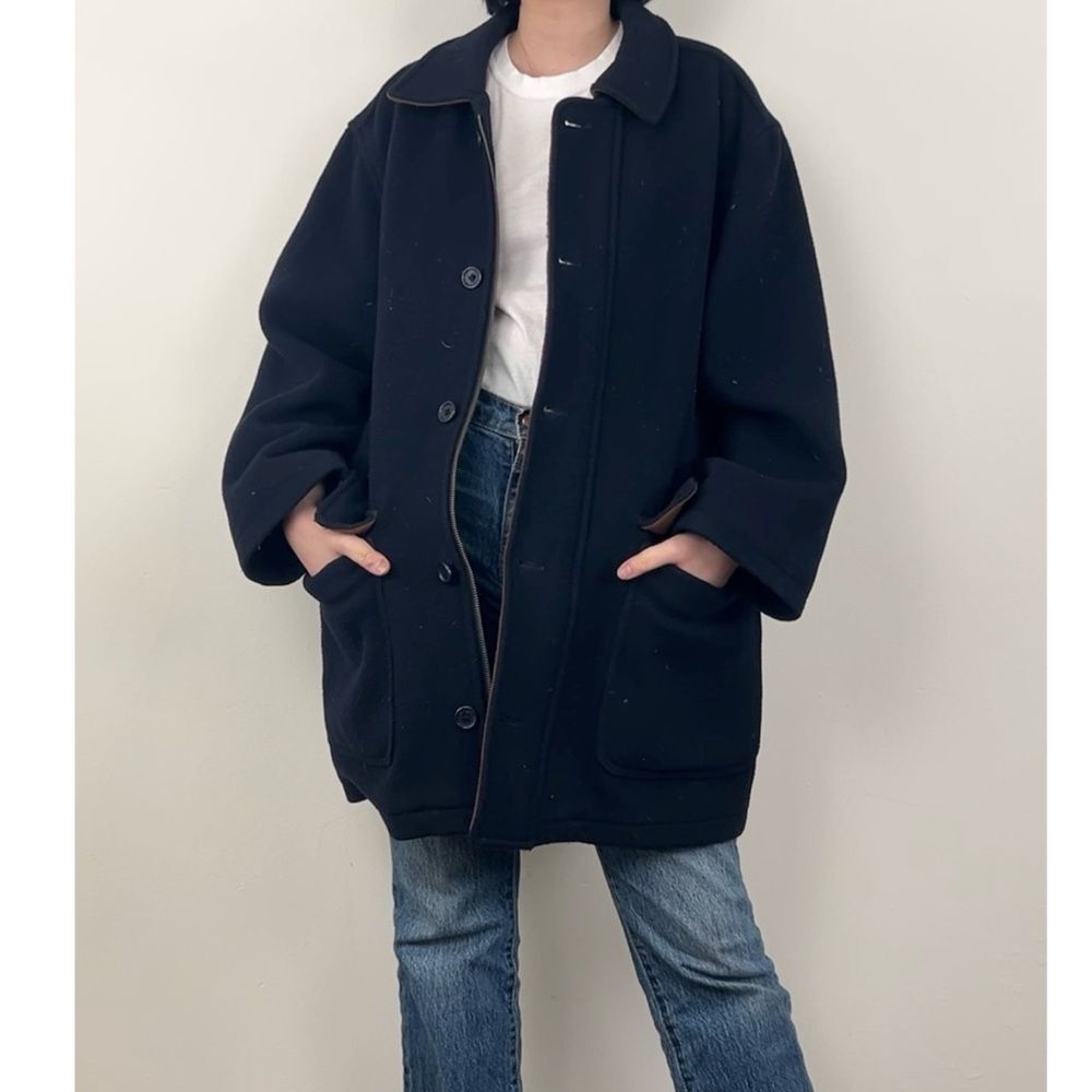 Vintage Peter James Boyfriend Oversized Navy Wool Cashmere Coat